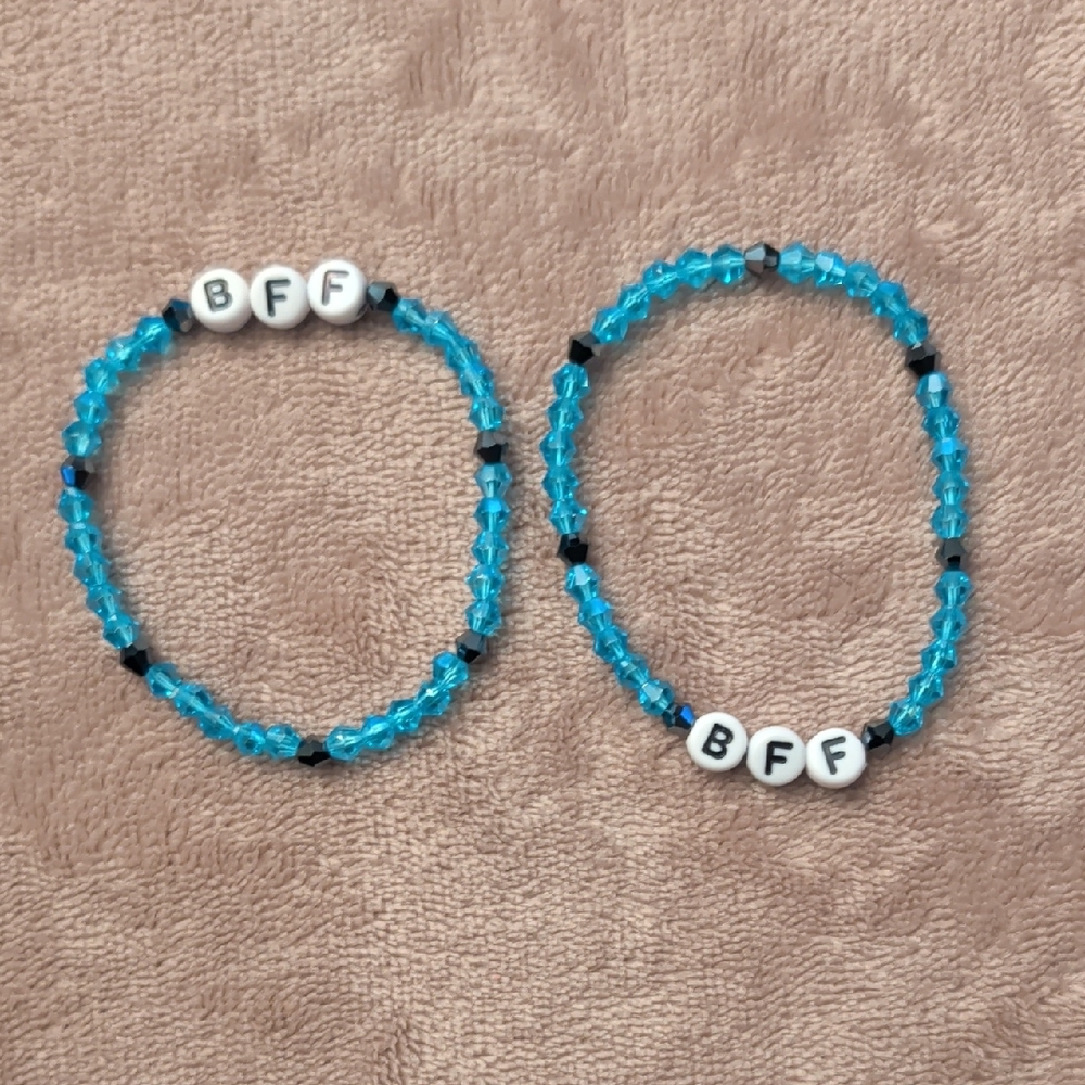 Sparkling Blue and Black Friendship Bracelets for Kids